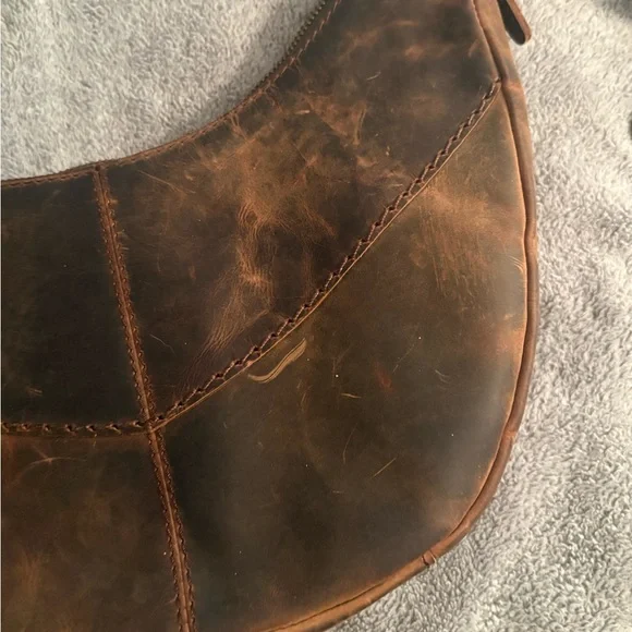 Born Brown Leather Hobo Distressed Shoulder Bag Purse Y2K - Picture 4 of 12